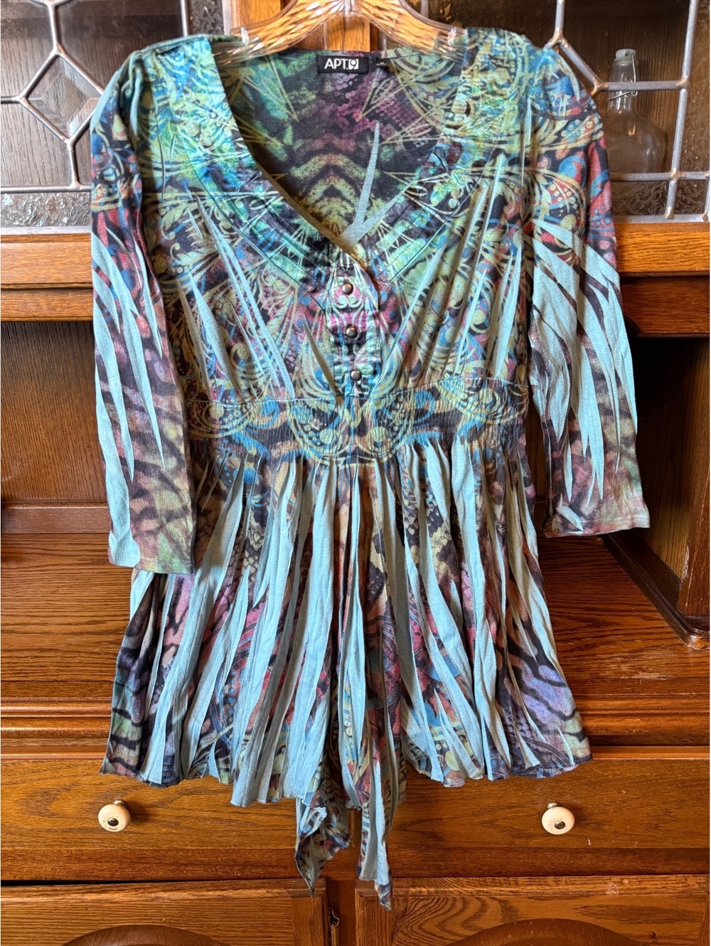 Vintage Y2K APT. 9 Women's M Fairy Top Boho Tribal Print Peplum